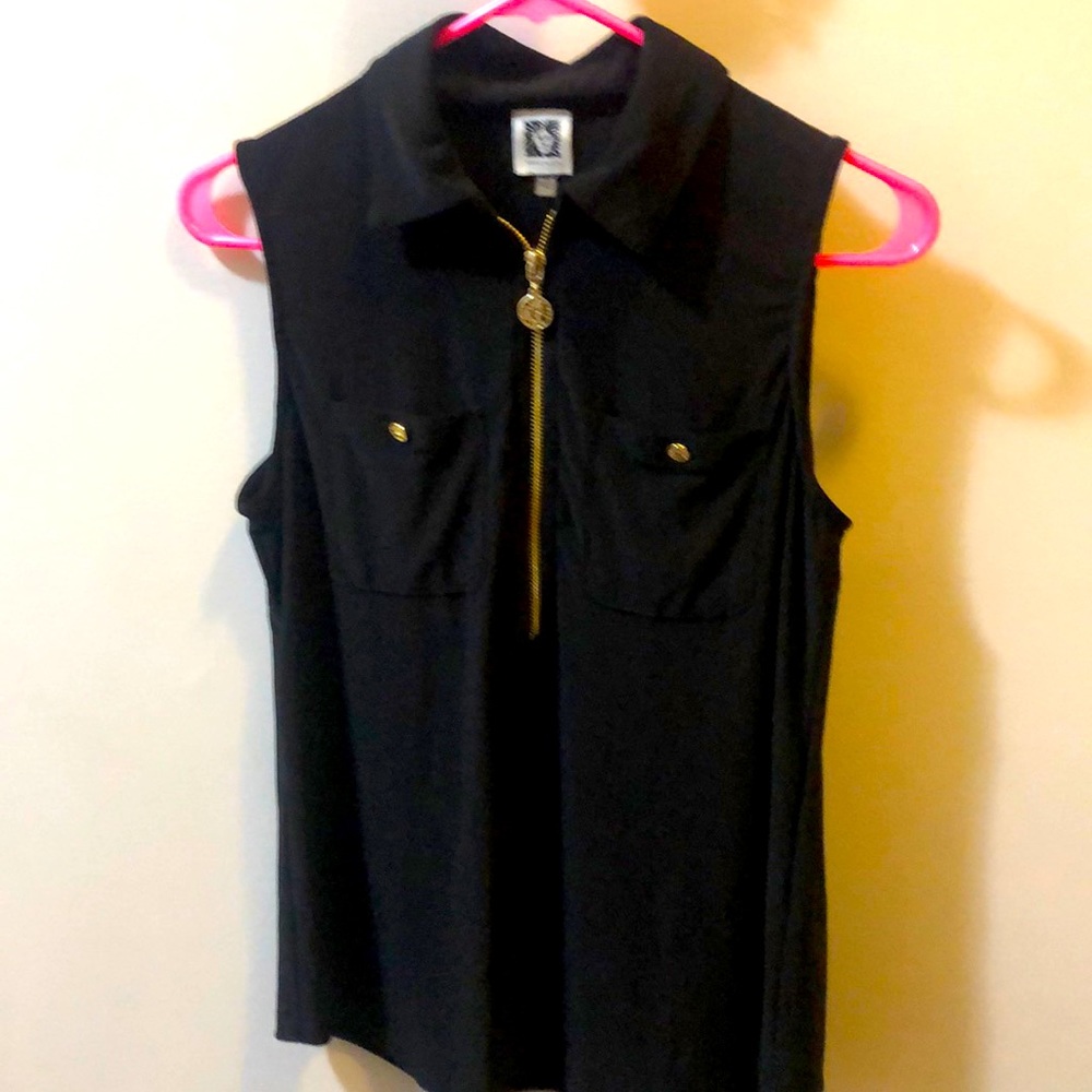 Ann Klein tank polo with zipper